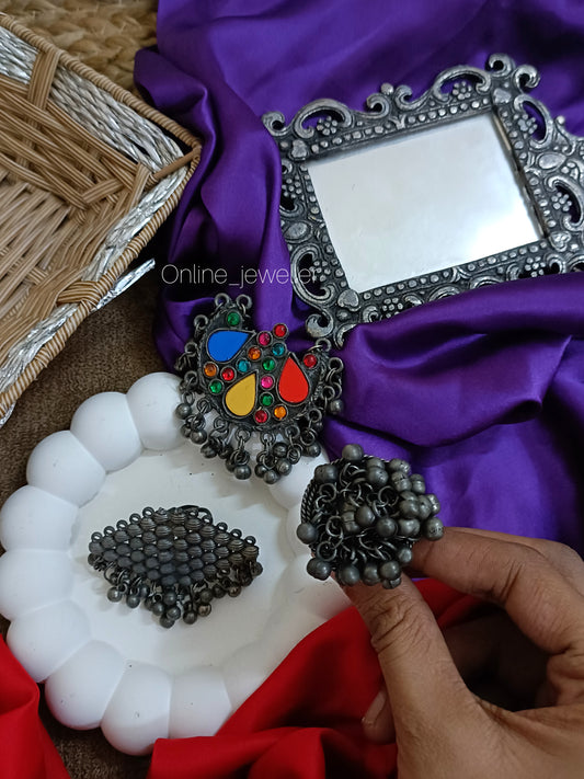Afghani And Ghungru Adjustable Combo Rings